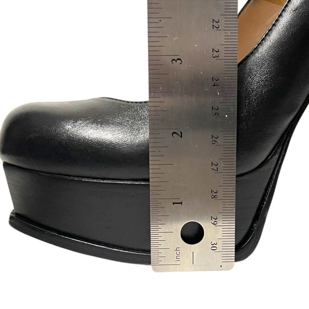 FENDI Fendista Leather Gold Logo Platform Heels 37 - Picture 15 of 16